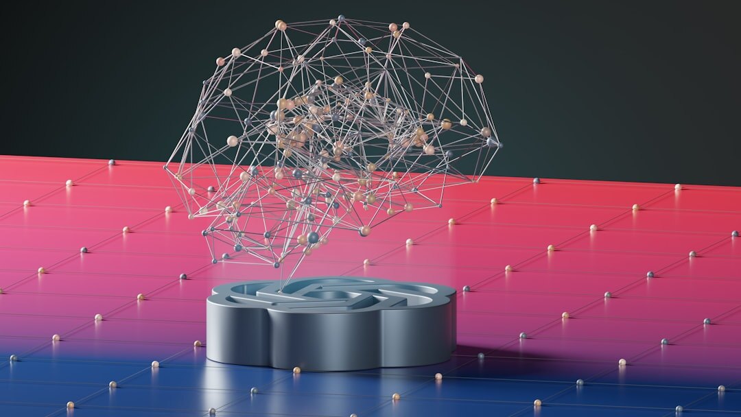 Artificial intelligence neural network visualization with glowing connections